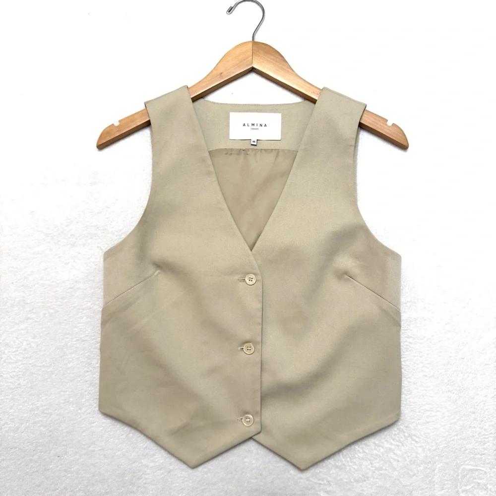 Almina Concept sz XS Tencel Vest Gilet in Beige - Picture 6 of 11